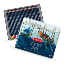 Derwent Academy Watercolour Pencils Aquarel 24'lü Teneke Kutu Kuru Boya Kalemi