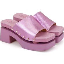 Desa Pembe Topuklu Deri Kadın Terlik