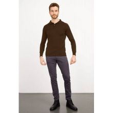Desen Triko 21601 Koyu Kahve Basic Polo Yaka İnce Triko Erkek Kazak