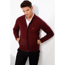 Desen Triko 22523 Bordo Erkek Pike Dokuma Fermuarlı Cepli Triko Mont