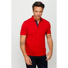 Desen Triko 23201 Kırmızı Erkek Polo Yaka Düğmeli Cepli T-Shirt