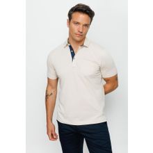 Desen Triko 23201 Taş Erkek Polo Yaka Düğmeli Cepli Bej Erkek T-Shirt
