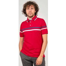 Desen Triko Erkek Polo Yaka Çizgi Detaylı T-Shirt 0249814 Kırmızı