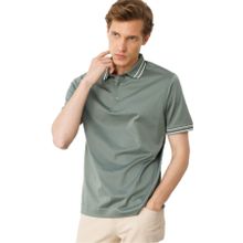 Desen Triko Polo Yaka Merserize T-Shirt, 2XL, 25743, A.Yeşil, Erkek