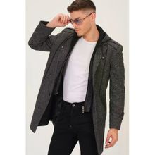 Dewberry PLT8334 Desenli Gri Erkek Palto
