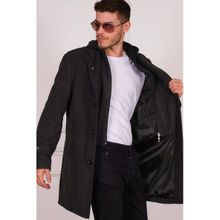 Dewberry PLT8401 Desenli Siyah Erkek Palto