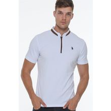 Dewberry T8571 Fermuarlı Beyaz Erkek T-shirt