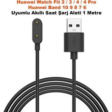 Dexmon Huawei Watch Fit 2/3/4/4 Pro - Huawei Band 10/9/8/7/6 Uyumlu Akıllı Saat USB Şarj Aleti Kablosu - Siyah