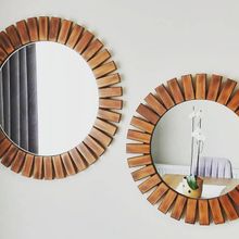 Dfn Wood Masif Ahşap Yuvarlak Dekoratif Duvar Aynası