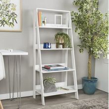 Dfn Wood Merdiven 4 Katlı Beyaz Kitaplık