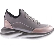 DGN 315 Kalın Taban Strech Detaylı Silver Taş Bağcıklı Sneakers Gri Kadın Spor Ayakkabı