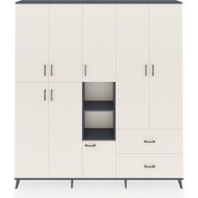 Dienni Arges Gardrop 12 Raflı 2 Çekmeceli Tek Askılı 220X30X243 Antrasit-Aytaşı