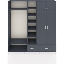 Dienni Hyperion Gardrop 12 Raflı 2 Çekmeceli 2 Askılı 220X44X243 Antrasit-Antrasit/antrasit