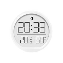 Dijital LCD Yuvarlak Duvar Masa Saati Mıknatıslı Buzdolabı Saati, Alarm + Sıcaklık & Nem Göstergeli