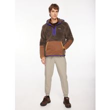 Discovery Expedition D3WM-SWT24 Kahve Kapüşon Yaka Relaxed Fit Blok Desenli Erkek Sweatshirt