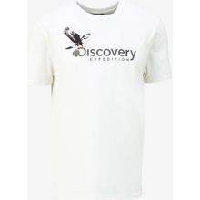 Discovery Expedition D4SM-TST3306 Beyaz Erkek Bisiklet Yaka Basic Baskılı T-Shirt