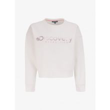 Discovery Expedition D4WL-SWT3010 Kırık Beyaz Kadın Bisiklet Crop Baskılı Sweatshirt