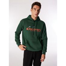 Discovery Expedition D4WM-SWT3248 Koyu Yeşil Erkek Kapüşon Loose Fit Nakışlı Sweatshirt