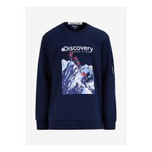Discovery Expedition D4WM-SWT3253 Lacivert Erkek Bisiklet Relaxed Baskılı Sweatshirt