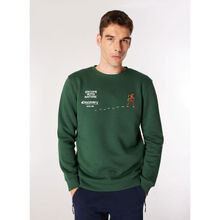Discovery Expedition D4WM-SWT3283 Koyu Yeşil Bisiklet Relaxed Baskılı Erkek Sweatshirt