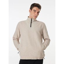 Discovery Expedition D4WM-SWT3293 Bej Dik Relaxed Düz Erkek Sweatshirt
