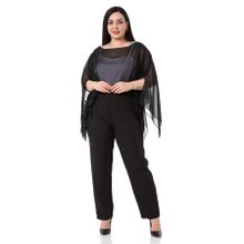 DISENTIS MODEST Büyük Beden Asimetrik Kesim Şifon Siyah Pelerin Bolero