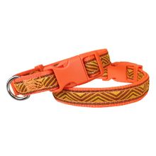 Doggie 1,5 cm x 27-40 cm Turuncu Dalga Desenli Dokuma Köpek Boyun Tasması