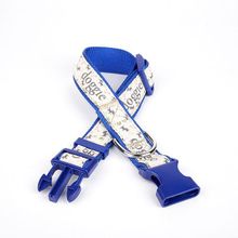 Doggie 3 cm x 36-60 cm Mavi Köpek ve Pati Desenli Dokuma Köpek Boyun Tasması