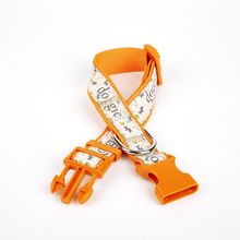 Doggie 3 cm x 36-60 cm Turuncu Köpek ve Pati Desenli Dokuma Köpek Boyun Tasması
