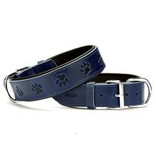 Doggie Comfort Mavi 4X47-55 cm Small Deri Pati Desenli Köpek Boyun Tasması