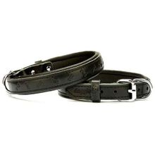 Doggie Comfort Siyah 2x35-40 cm Medium Deri Kemik Desenli Köpek Boyun Tasması