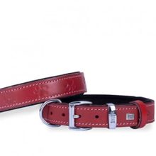 Doggie Deri Pati Desenli M 3x42-50 cm Kırmızı Boyun Tasması