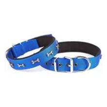 Doggie Konforlu Dokumadan El Yapımı Kemik Süslü Lacivert 3x47-55 cm Köpek Boyun Tasması