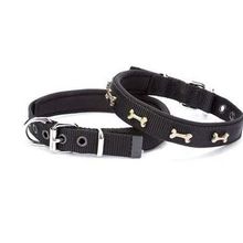 Doggie Konforlu Dokumadan El Yapımı Kemik Süslü Siyah 2x35-40 cm Köpek Boyun Tasması