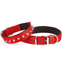 Doggie Konforlu El Yapımı Çivili Kırmızı 2.5x37-45 cm Köpek Boyun Tasması