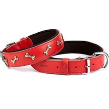 Doggie Konforlu El Yapımı Kemik Süslü Kırmızı 4x52-60 cm Köpek Boyun Tasması