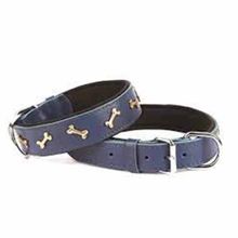Doggie Konforlu El Yapımı Kemik Süslü Lacivert 4x52-60 cm Köpek Boyun Tasması