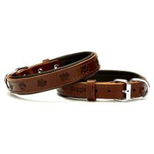 Doggie Konforlu El Yapımı Pati Desenli Kahverengi 2x30-35 cm Köpek Boyun Tasması
