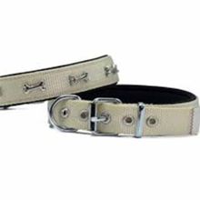 Doggie L Beden Haki 2,5x42-50 cm Konfor Dokuma Kemikli Boyun Tasması