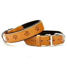 Doggie Medium Camel 3.5x47 55 cm Comfort Deri Pati Desenli Köpek Boyun Tasması