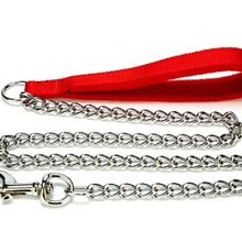 Doggie Polar Dokumadan El Yapımı Zincirli Kırmızı 3.5x110 cm Köpek Gezdirme Kayışı