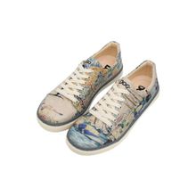 Dogo Kadın Vegan Deri Bej Watercolor and Sailors Tasarım Sneakers