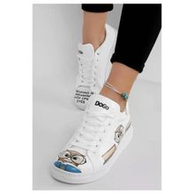Dogo Kadın Vegan Deri Beyaz The Wise Owl Tasarım Sneakers