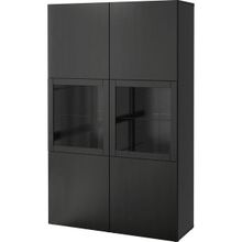 Dolap Kombinasyonu, Venge-Siyah-Kahverengi-Şeffaf Cam, 120X42X193 Cm, Lappvıken/sındvık Siyah Cam