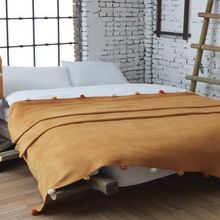 Dolce Bonita Home 150x200 cm Hardal Ponponlu Pike Tek Kişilik Battaniye