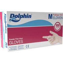 Dolphin Şeffaf Medium Orta Boy 100'lü Paket Pudrasız Vinil Tek Kullanımlık Eldiven
