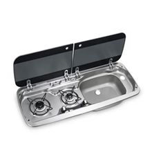 Dometic MO 2370R Karavan İçin Cam Kapaklı 2 Gözlü Ocak Evye Kombinasyonu