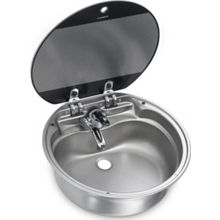 Dometic SNG420 420 mm Siyah Paslanmaz Çelik Yuvarlak Cam Kapaklı Karavan Eviye