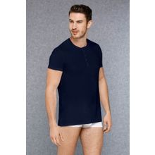 Doreanse 2565 Erkek Micromodal Düğmeli Yuvarlak Yaka Kısa Kol T Shirt