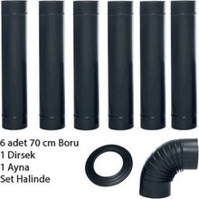 Dorello Siyah Mat Soba Borusu -Dirsek Mat Siyah Soba Borusu Mat Dirsek 6 Adet Boru 1dirsek - Dorello2351bhb245